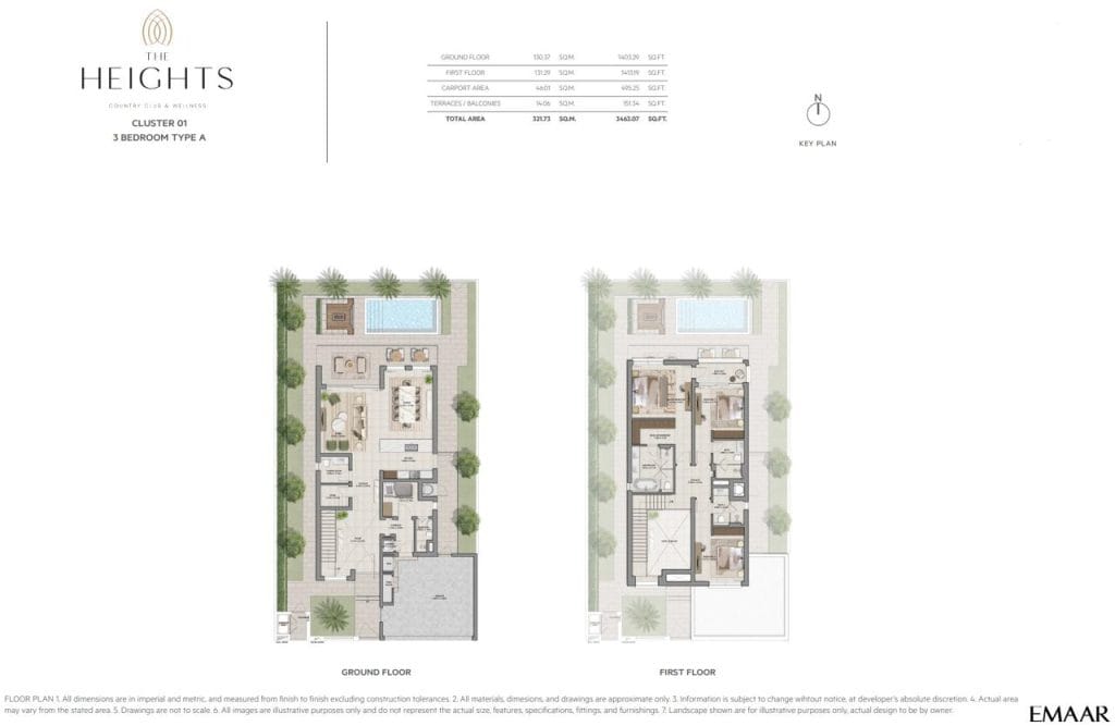 3-Bedroom Villa floor plan — Serro by Emaar