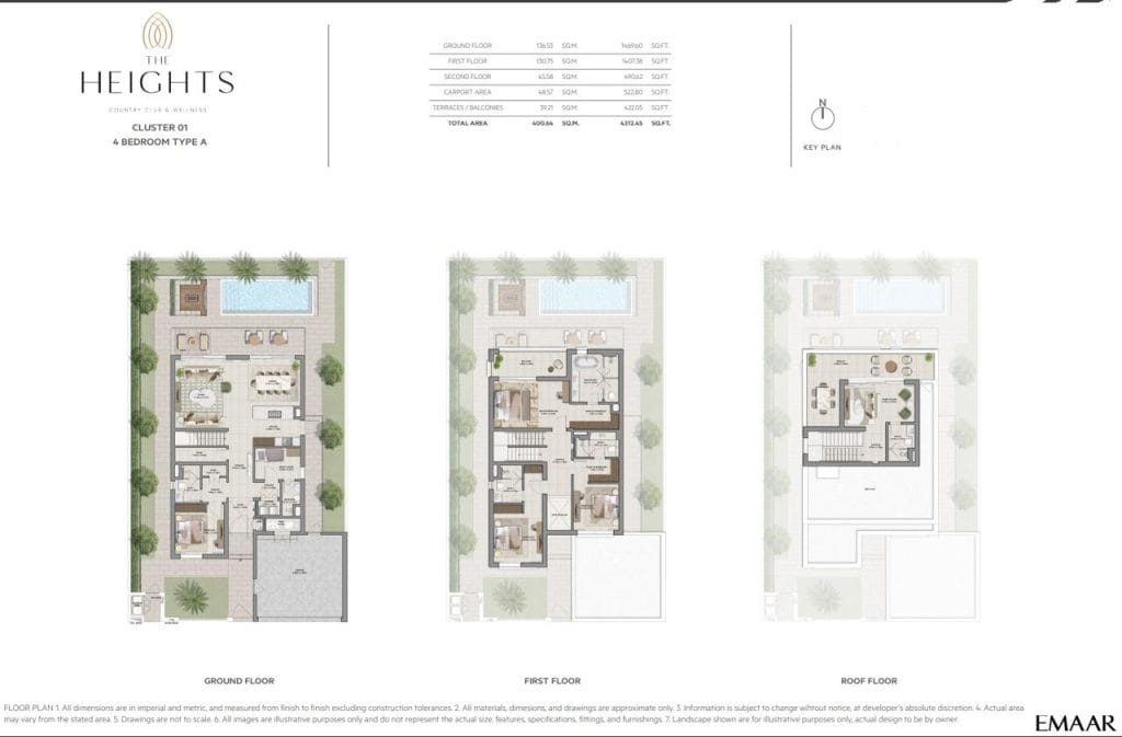 4-Bedroom Villa floor plan — Serro by Emaar