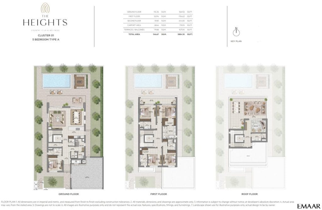 5-Bedroom Villa floor plan — Serro by Emaar